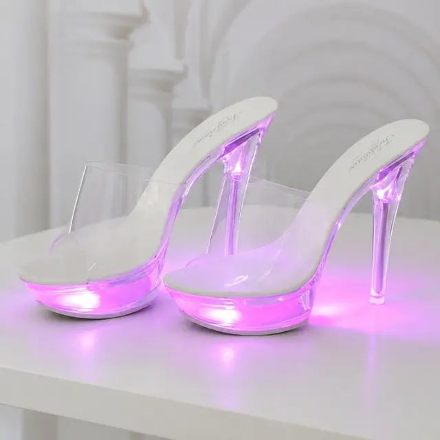 LED Light-Up Clear Platform Heels