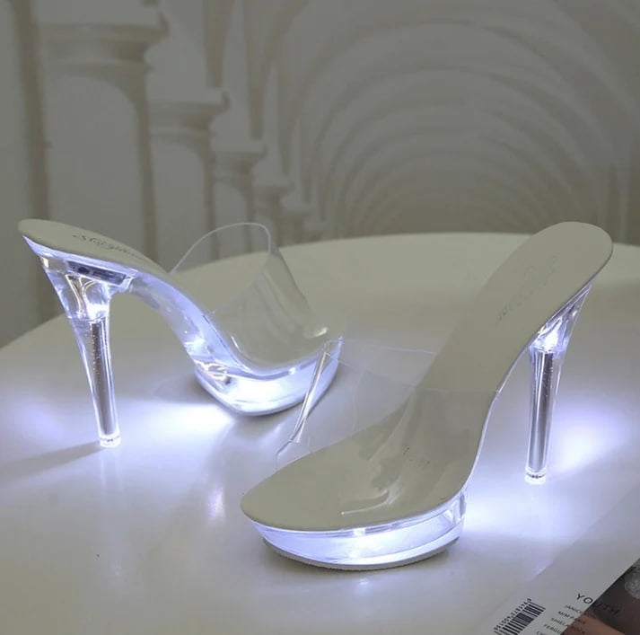 LED Light-Up Clear Platform Heels