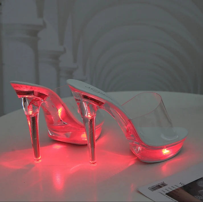 LED Light-Up Clear Platform Heels