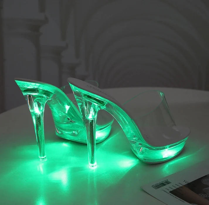 LED Light-Up Clear Platform Heels