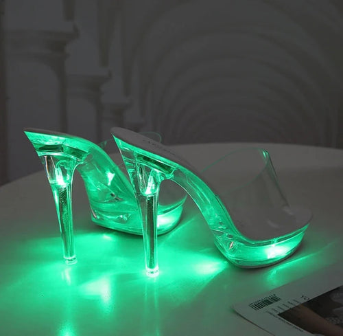 LED Light-Up Clear Platform Heels