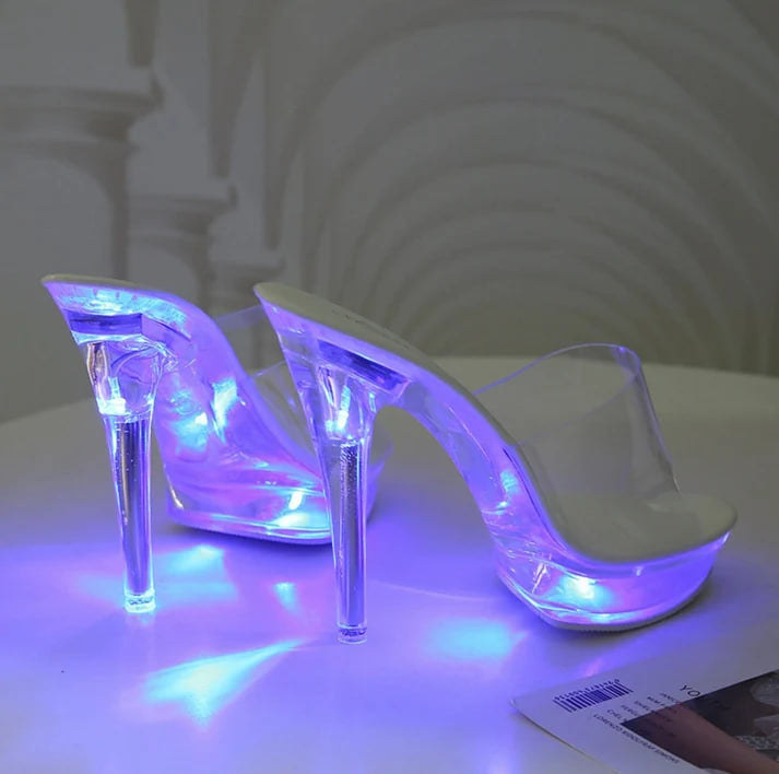 LED Light-Up Clear Platform Heels